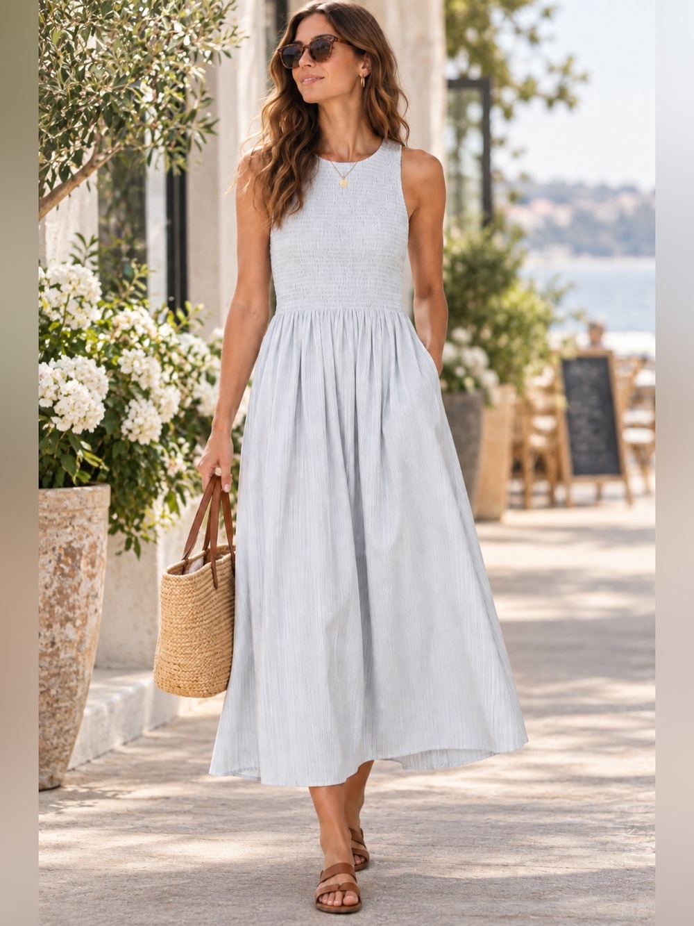 Madewell The Melody Smocked Midi Dress
